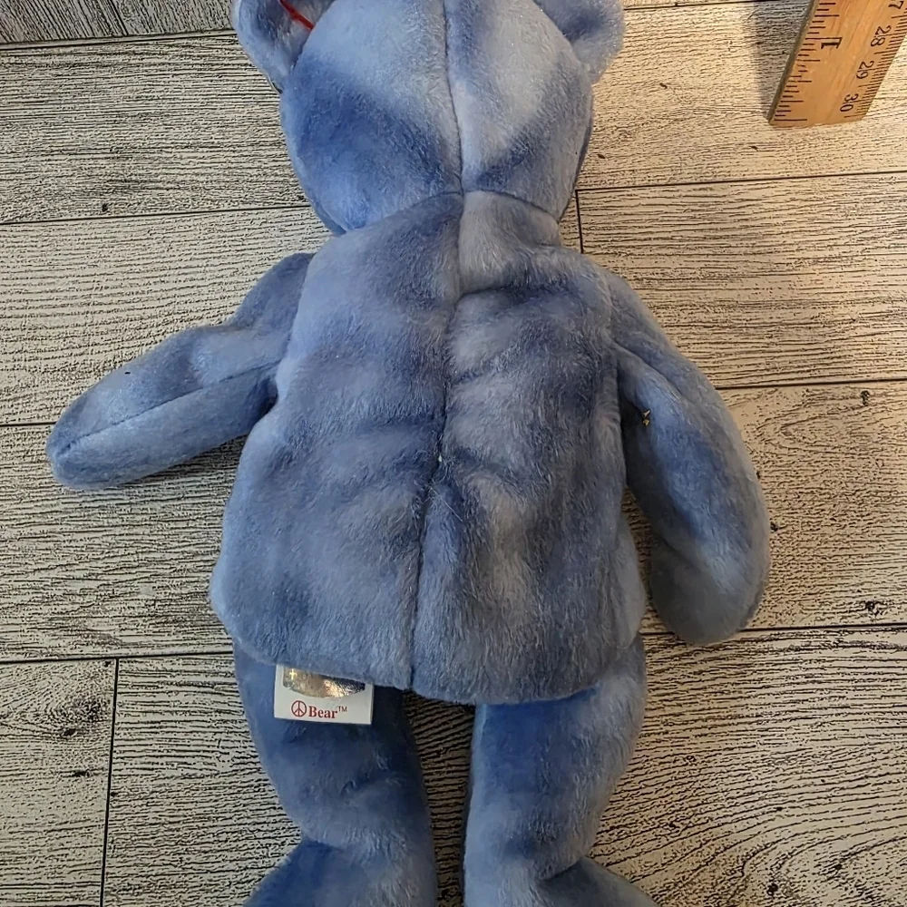 Ty Peace Bear Plush in Blue